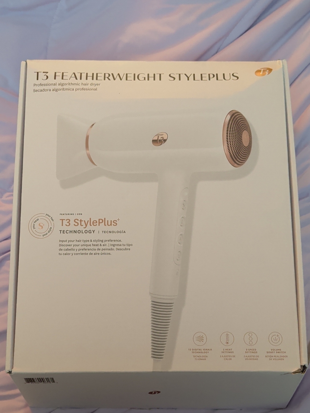 T3 StylePlus Compact Hair Dryer in White and Rose Gold